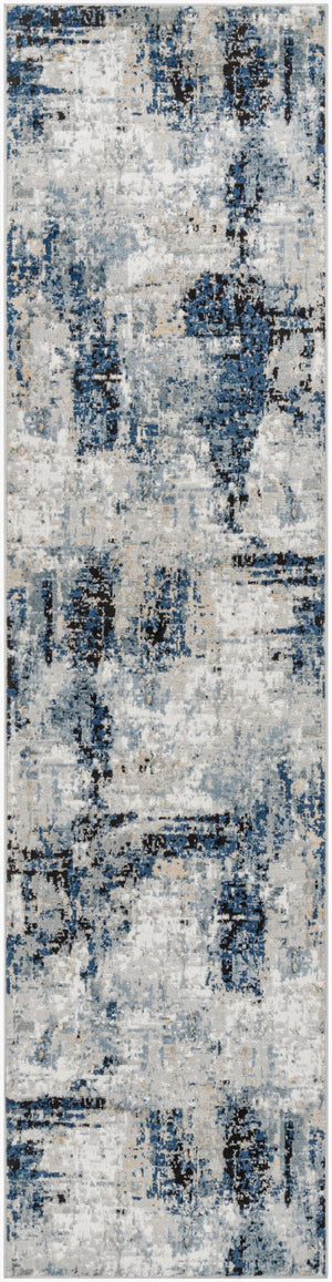 Livabliss Jolie Machine Woven Turkish Accent Rug Polypropylene Blend for Modern Entryway Decor Dark Blue, Beig 2'7" x 10' JLO2300-2710