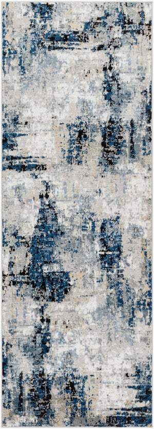 Livabliss Jolie Machine Woven Turkish Accent Rug Polypropylene Blend for Modern Entryway Decor Dark Blue, Beig 2'7" x 7'3" JLO2300-2773