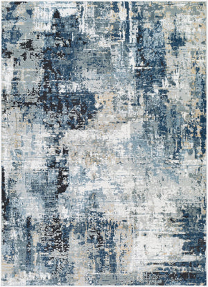 Livabliss Jolie Machine Woven Turkish Accent Rug Polypropylene Blend for Modern Entryway Decor Dark Blue, Beig 8'10" x 12' JLO2300-912