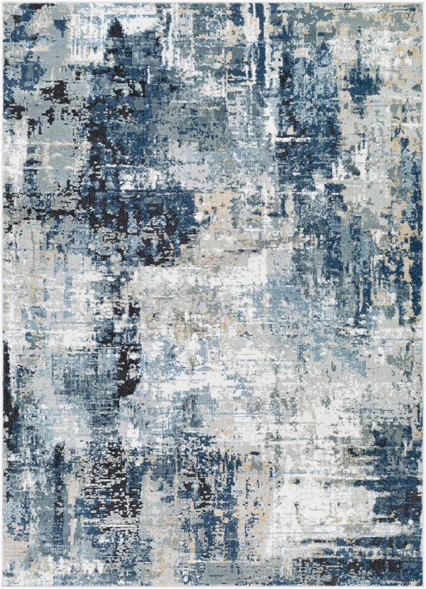 Livabliss Jolie Machine Woven Turkish Accent Rug Polypropylene Blend for Modern Entryway Decor Dark Blue, Beig 8'10" x 12' JLO2300-912