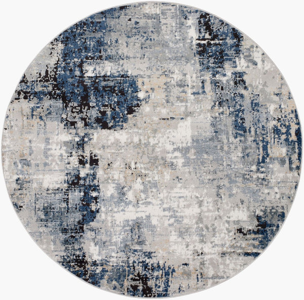 Livabliss Jolie Machine Woven Turkish Accent Rug Polypropylene Blend for Modern Entryway Decor Dark Blue, Beig 5'3" x 5'3" JLO2300-53RD