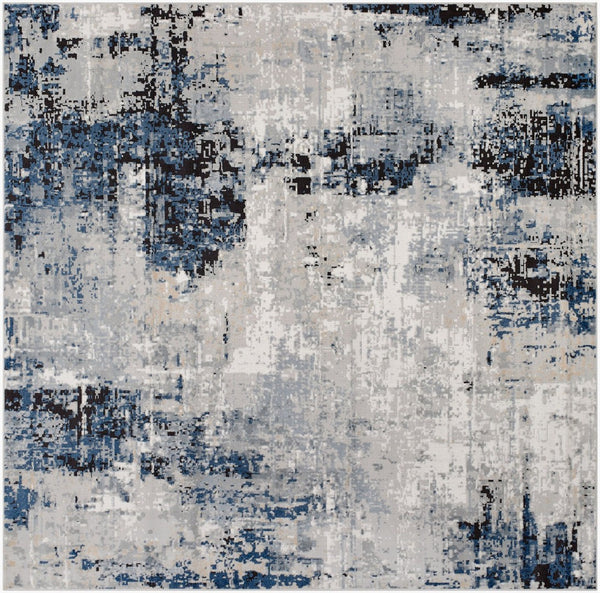 Livabliss Jolie Machine Woven Turkish Accent Rug Polypropylene Blend for Modern Entryway Decor Dark Blue, Beig 7'10" x 7'10" Square JLO2300-710SQ