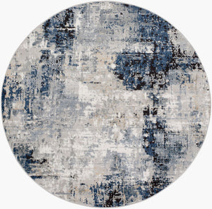 Livabliss Jolie Machine Woven Turkish Accent Rug Polypropylene Blend for Modern Entryway Decor Dark Blue, Beig 7'10" x 7'10" Round JLO2300-710RD