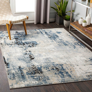 Livabliss Jolie Machine Woven Turkish Accent Rug Polypropylene Blend for Modern Entryway Decor Dark Blue, Beig 8'10" x 12' JLO2300-912