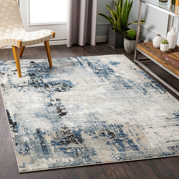 Livabliss Jolie Machine Woven Turkish Accent Rug Polypropylene Blend for Modern Entryway Decor Dark Blue, Beig 8'10" x 12' JLO2300-912