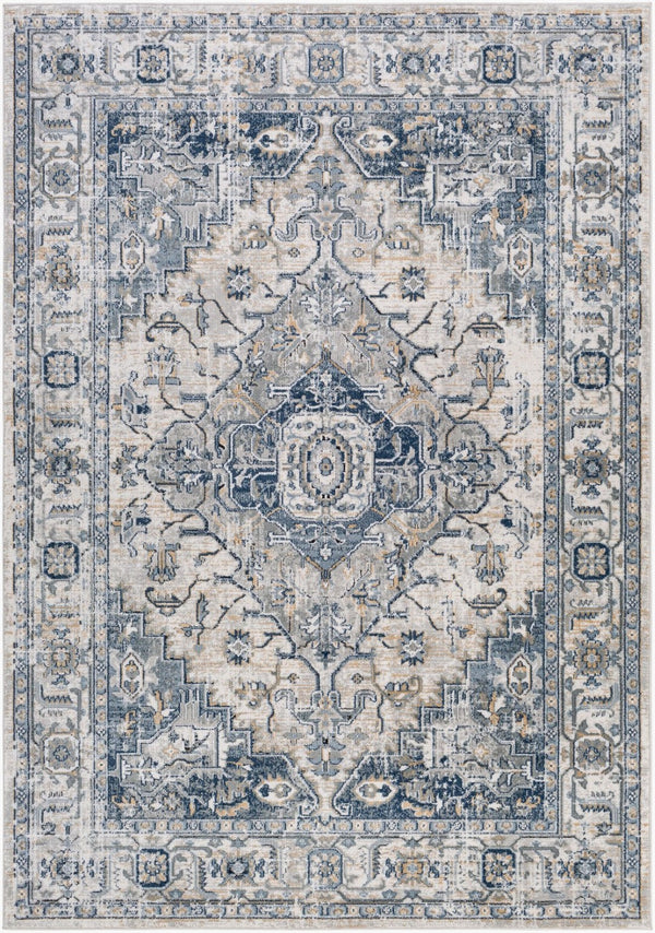 Livabliss Jolie Traditional Turkish Woven Area Rug with High Low Pile Texture for Living Rooms Medium Gray, Ta 5'3" x 7'3" JLO2305-5373