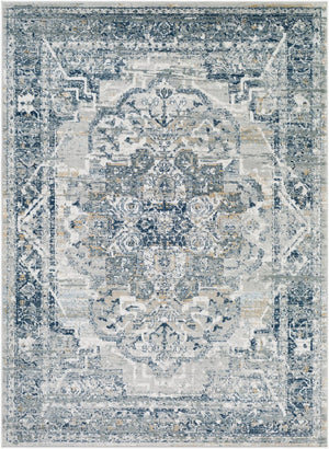 Livabliss Jolie Traditional Area Rug Turkey Woven Polypropylene Living Dining Room Accent Beige, Dark Blu 5'3" x 7' JLO2308-5373