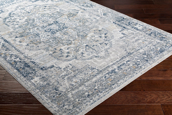 Livabliss Jolie Traditional Area Rug Turkey Woven Polypropylene Living Dining Room Accent Beige, Dark Blu 5'3" x 7' JLO2308-5373