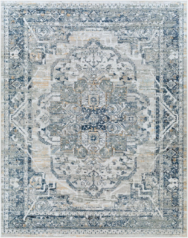 Livabliss Jolie Traditional Area Rug Turkey Woven Polypropylene Living Dining Room Accent Beige, Dark Blu 7'10" x 10' JLO2308-71010