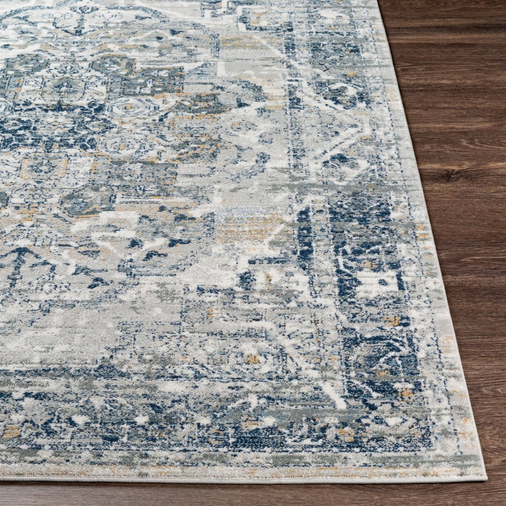Livabliss Jolie Traditional Area Rug Turkey Woven Polypropylene Living Dining Room Accent Beige, Dark Blu 5'3" x 7' JLO2308-5373