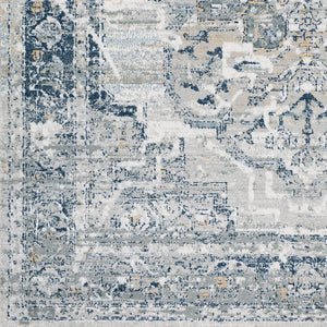Livabliss Jolie Traditional Area Rug Turkey Woven Polypropylene Living Dining Room Accent Beige, Dark Blu 5'3" x 7' JLO2308-5373