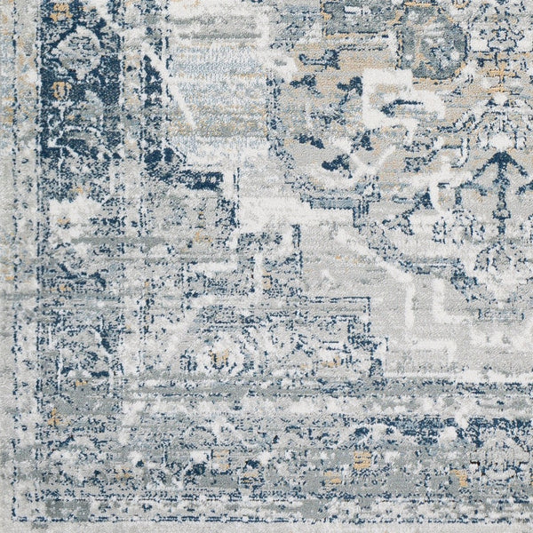 Livabliss Jolie Traditional Area Rug Turkey Woven Polypropylene Living Dining Room Accent Beige, Dark Blu 5'3" x 7' JLO2308-5373