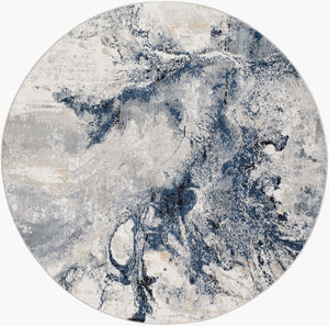 Livabliss Jolie High Low Texture Accent Rug Polypropylene Polyester Blend Entryway Bathroom Dark Blue, Slat 6'7" x 6'7" Round JLO2320-67RD