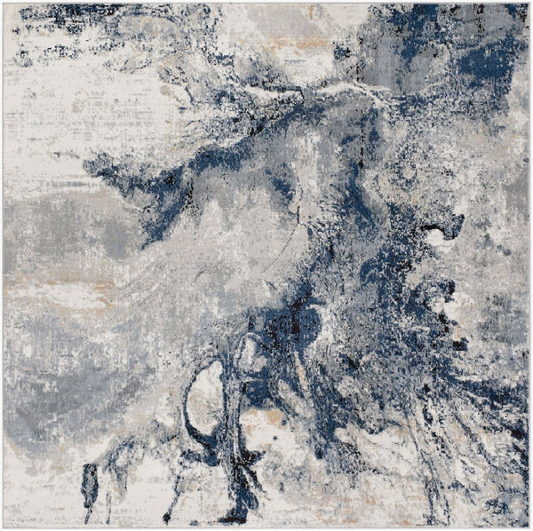 Livabliss Jolie High Low Texture Accent Rug Polypropylene Polyester Blend Entryway Bathroom Dark Blue, Slat 6'7" x 6'7" Square JLO2320-67SQ