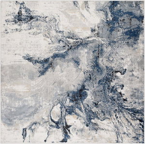 Livabliss Jolie High Low Texture Accent Rug Polypropylene Polyester Blend Entryway Bathroom Dark Blue, Slat 7'10" x 7'10" Square JLO2320-710SQ