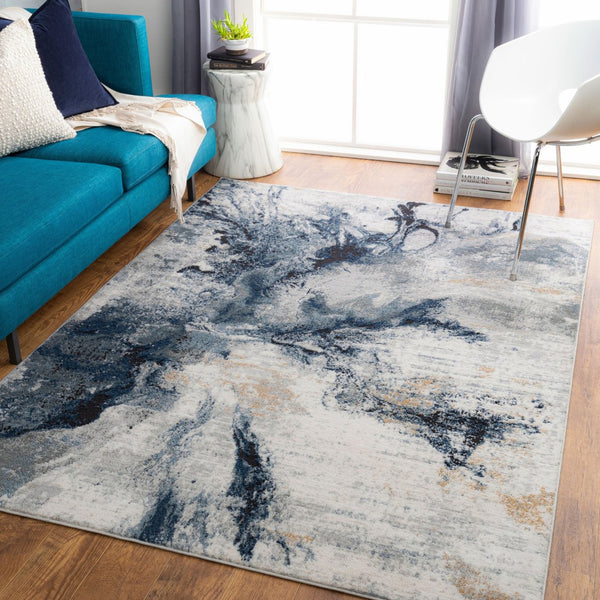 Livabliss Jolie High Low Texture Accent Rug Polypropylene Polyester Blend Entryway Bathroom Dark Blue, Slat 8'10" x 12' JLO2320-912
