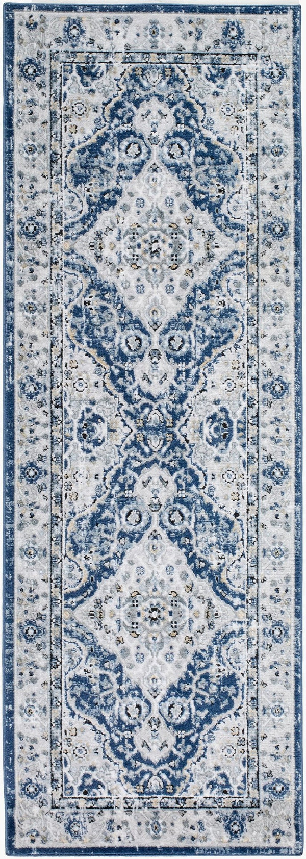 Livabliss Jolie Traditional Polypropylene Area Rug Woven in Turkey for Entryways and Bedrooms Dark Blue, Gray 2'7" x 7'3" JLO2326-2773