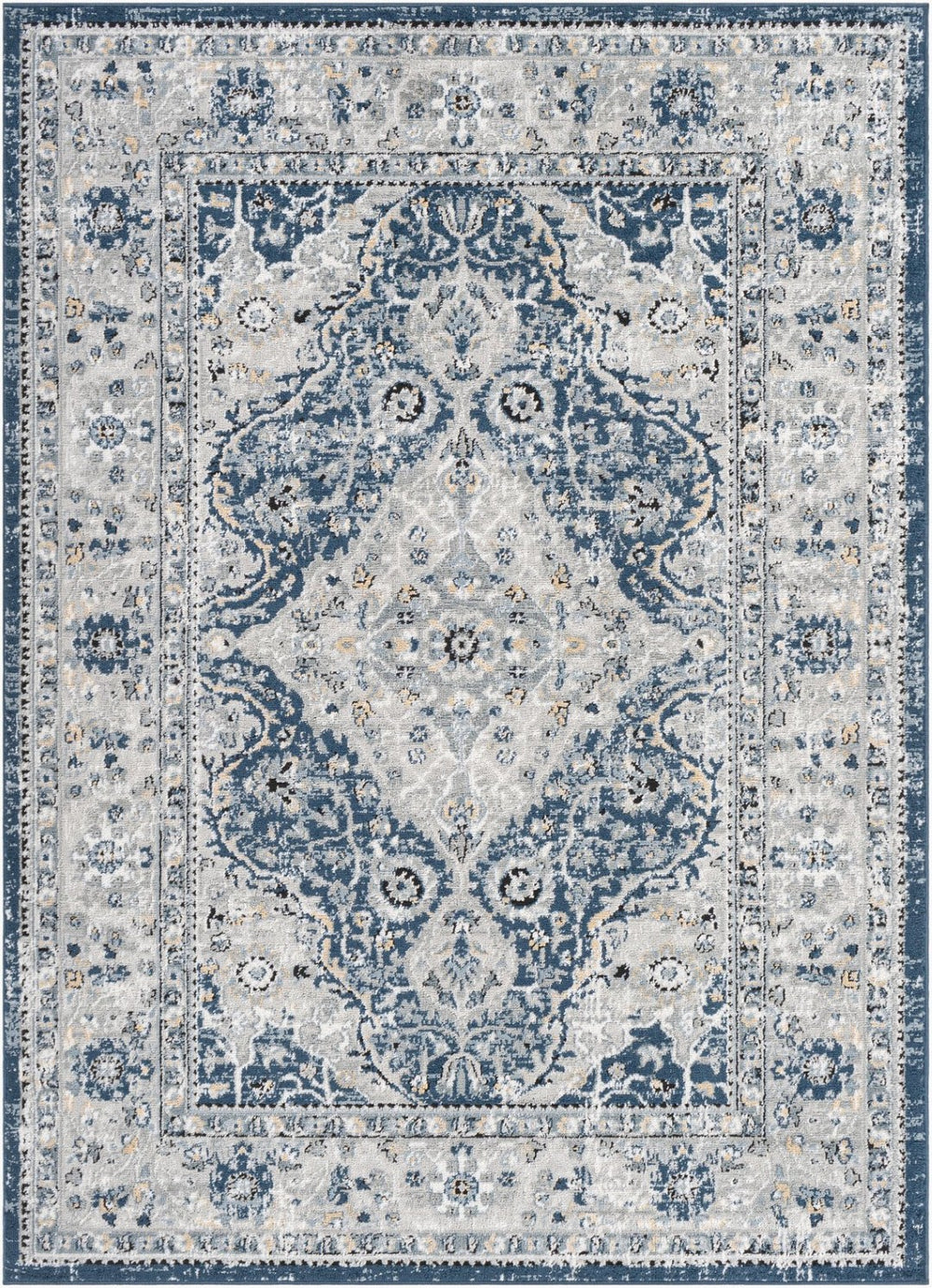 Livabliss Jolie Traditional Polypropylene Area Rug Woven in Turkey for Entryways and Bedrooms Dark Blue, Gray 8'10" x 12' JLO2326-912