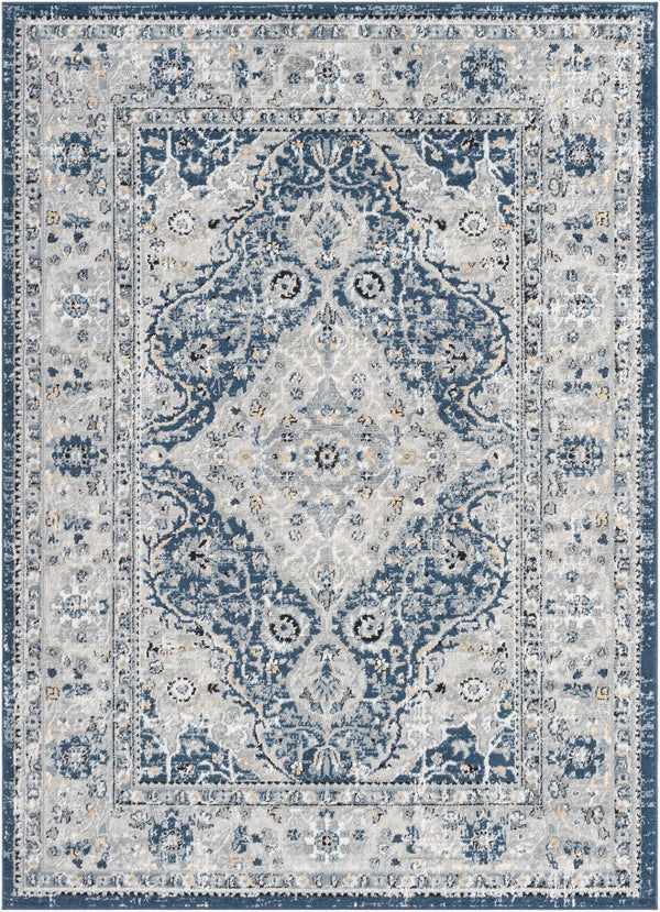 Livabliss Jolie Traditional Polypropylene Area Rug Woven in Turkey for Entryways and Bedrooms Dark Blue, Gray 8'10" x 12' JLO2326-912