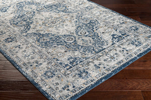 Livabliss Jolie Traditional Polypropylene Area Rug Woven in Turkey for Entryways and Bedrooms Dark Blue, Gray 8'10" x 12' JLO2326-912