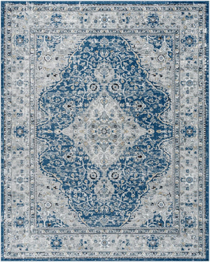 Livabliss Jolie Traditional Polypropylene Area Rug Woven in Turkey for Entryways and Bedrooms Dark Blue, Gray 7'10" x 10' JLO2326-71010