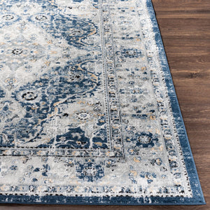 Livabliss Jolie Traditional Polypropylene Area Rug Woven in Turkey for Entryways and Bedrooms Dark Blue, Gray 8'10" x 12' JLO2326-912