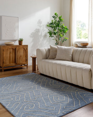 Livabliss Jules Hand Tufted Wool Accent Rug Artisan Crafted for Entryways and Compact Spaces Slate Blue, Ivo 9' x 12' JLS2301-912