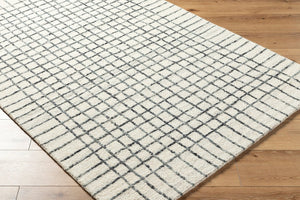 Livabliss Jules Hand Tufted Wool Accent Rug Plush Medium Pile for Entryways and Bedroom Floors Ivory, Charcoal 9' x 12' JLS2304-912
