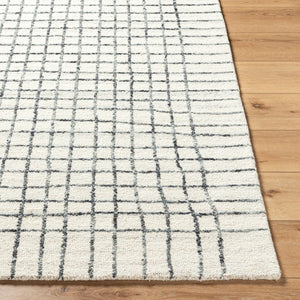 Livabliss Jules Hand Tufted Wool Accent Rug Plush Medium Pile for Entryways and Bedroom Floors Ivory, Charcoal 9' x 12' JLS2304-912