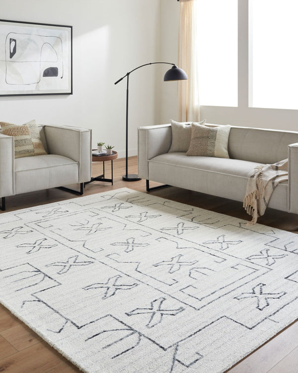 Livabliss Jules Hand Tufted Wool Accent Rug Artisan Crafted for Entryways and Small Spaces Ivory, Charcoal 2' x 3' JLS2306-23
