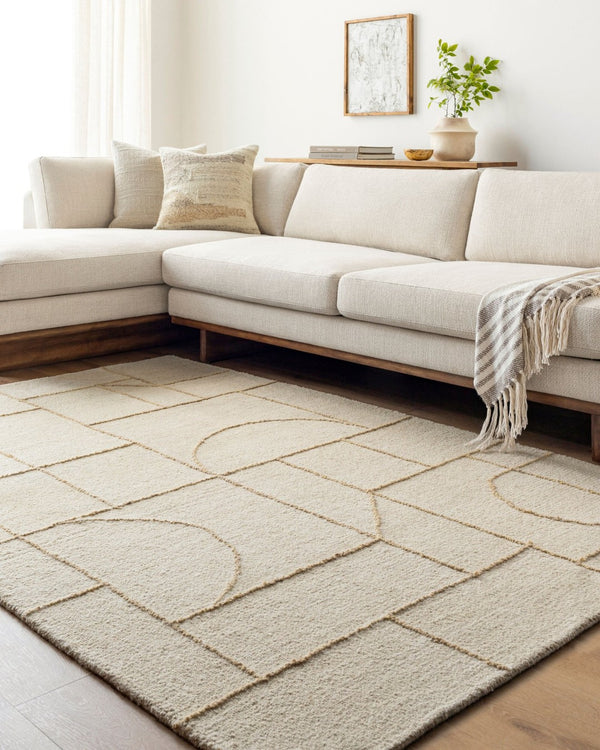 Livabliss Jules Hand-tufted Wool Accent Rug Plush Indian Craft for Entryway or Bedside Ivory, Sandston 2' x 3' JLS2308-23