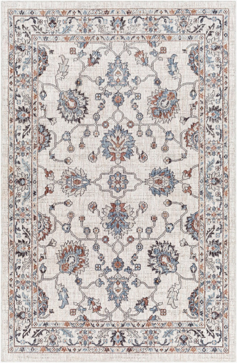 Livabliss Juliet Traditional Low Pile Area Rug Machine Woven Recycled Fabric Indoor Outdoor Use Light Gray, Tan 6'7" x 9' JLT2306-679