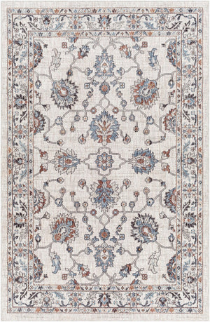 Livabliss Juliet Traditional Low Pile Area Rug Machine Woven Recycled Fabric Indoor Outdoor Use Light Gray, Tan 6'7" x 9' JLT2306-679