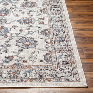 Livabliss Juliet Traditional Low Pile Area Rug Machine Woven Recycled Fabric Indoor Outdoor Use Light Gray, Tan 6'7" x 9' JLT2306-679