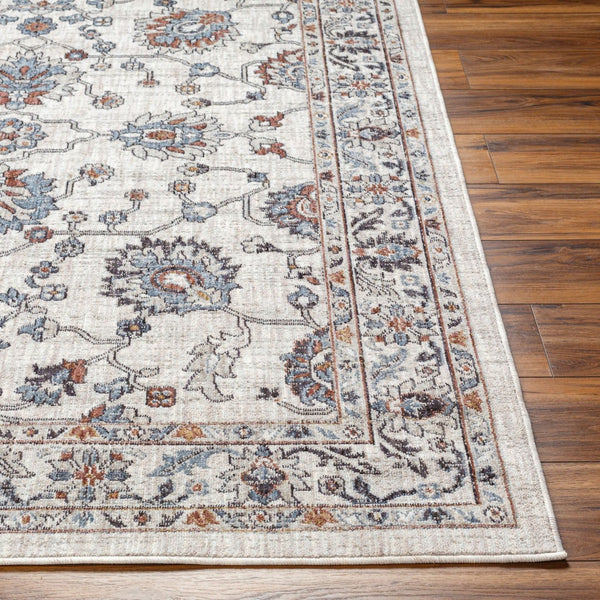 Livabliss Juliet Traditional Low Pile Area Rug Machine Woven Recycled Fabric Indoor Outdoor Use Light Gray, Tan 6'7" x 9' JLT2306-679