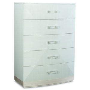 Bernhardt Bernhardt Axiom Tall Chest With Five Drawers, Acrylic-Metal Hardware, Linear White & Gray Finish 381119