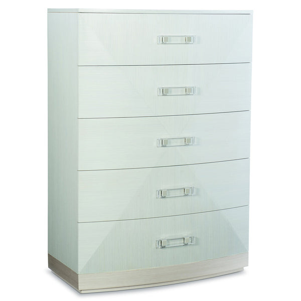 Bernhardt Bernhardt Axiom Tall Chest With Five Drawers, Acrylic-Metal Hardware, Linear White & Gray Finish 381119