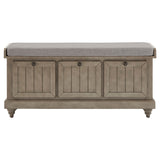 Homelegance By Top-Line Nikita Storage Bench with Linen Seat Cushion Grey Wood