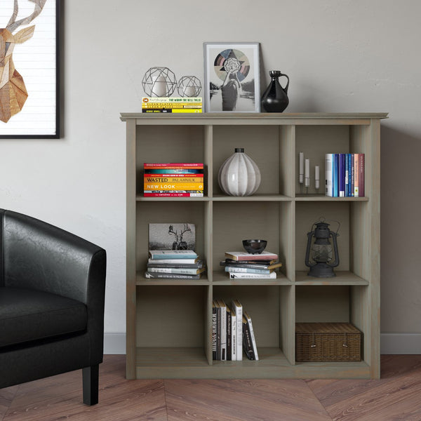 English Elm Artisan 9-Cube Bookcase - Handcrafted Distressed Grey Storage Unit For Stylish Home Organization B136P158414