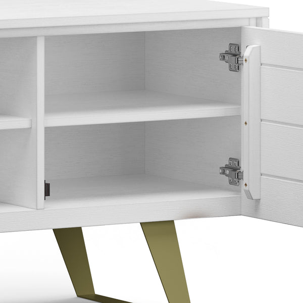English Elm Lowry Tv Media Stand - Vintage Industrial White Acacia With Metal Accents For Modern Living Rooms B136P158867