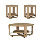 Escape 3 Piece Occasional Table Set Glazed Natural Oak Black Metal Trim ESC-3PC-01-02 Parker House