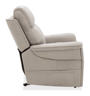 Hooker Furniture Lyra Semi-Aniline Top Grain Leather Power Lift Recliner With Wireless Charging, Cupholder, Lumbar Grey RC622-PHLL4-091