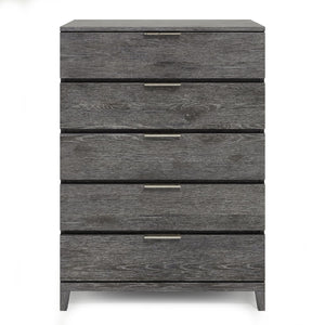 Bernhardt Bernhardt Menton Rustic Modern Tall Drawer Chest In Sutton Oak With 5 Drawers, Dark Graphite Pulls, Anti-Tip 352144