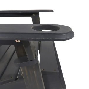 English Elm Christopher Knight Home® - BELLWOOD Adirondack Chair with Folding Design, Rustic Outdoor Wood Seat, Built-In Cup Holder Comfort DARK GREY 37.75 L x 26.75 W x 8.5 H 68940.00DGRY