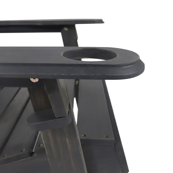 English Elm Christopher Knight Home® - BELLWOOD Adirondack Chair with Folding Design, Rustic Outdoor Wood Seat, Built-In Cup Holder Comfort DARK GREY 37.75 L x 26.75 W x 8.5 H 68940.00DGRY