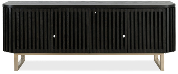 Hooker Furniture Commerce Easton Oak Wood Tv Console with Slatted Doors for Living Room Decor 7228-55050-99
