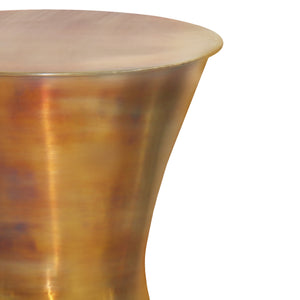 English Elm Kenton Handcrafted Metal Side Table in Tarnished Brass Finish — Hourglass Accent End Table, 15" B136P159003