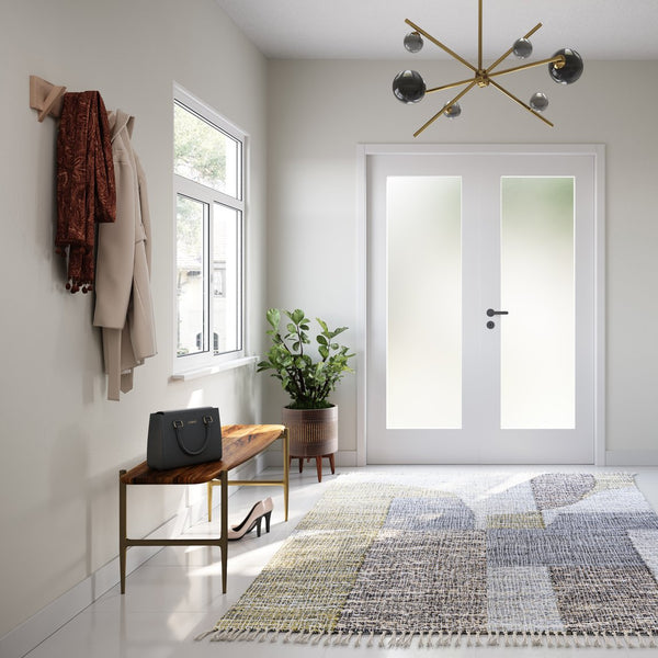 English Elm Wagner Handcrafted Acacia Wood Bench with Antique Brass Metal Legs, Natural Finish, Mid-Century Style B136P159646