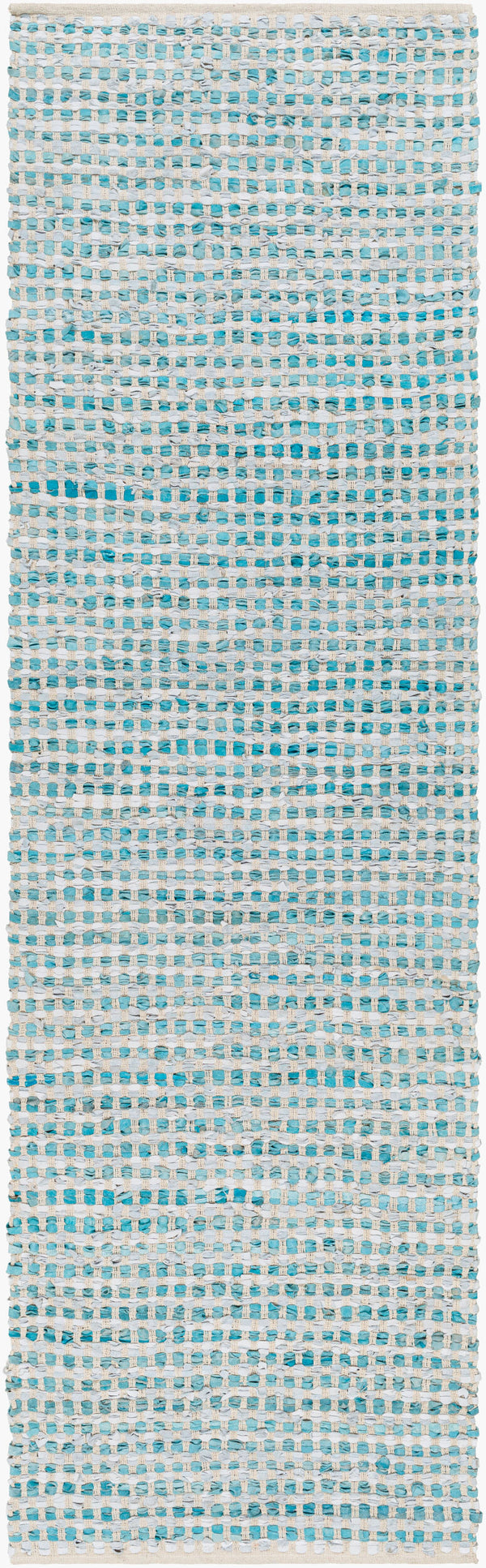 Surya Jamie Jmi-8001 2' X 3' Handmade Leather And Cotton Rug – Mid-century Modern Comfort & Style! Teal Cotton,Leather Jmi8001-268