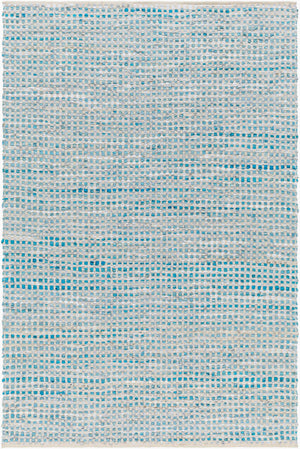 Surya Jamie Jmi-8001 2' X 3' Handmade Leather And Cotton Rug – Mid-century Modern Comfort & Style! Teal Cotton,Leather Jmi8001-23